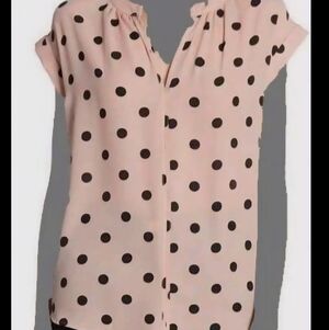 Philosophy Woman's Pink and Black Polka Dot Blouse Size L